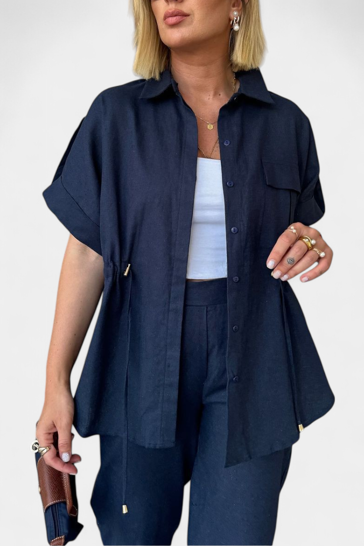Marta Relaxed Fit Two-Piece Linen and Cotton Set