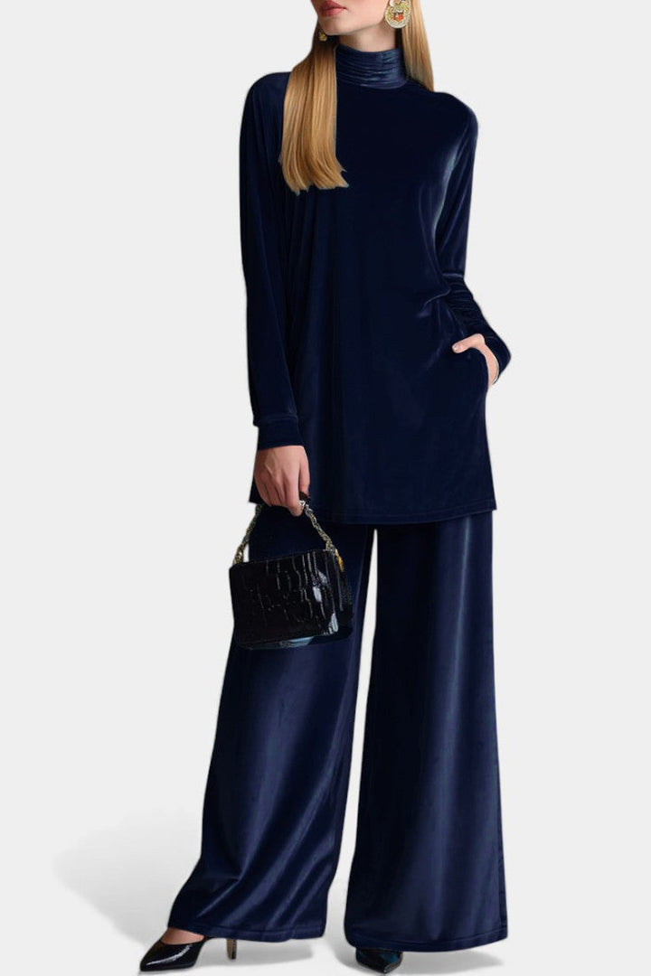 Cesarina Velvet High Neck Split Jumpsuit