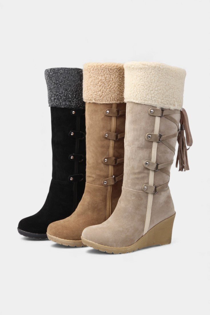 Gemma Wedge-Heeled Winter Boots with Cozy Fur Lining