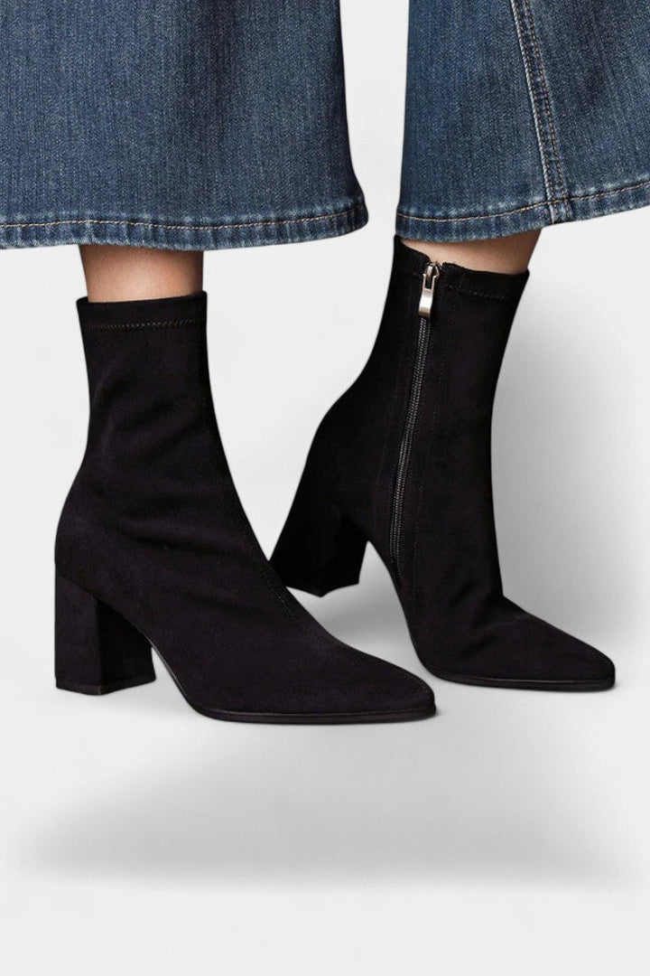 Felicia Pointed Toe Ankle Boots with Block Heel