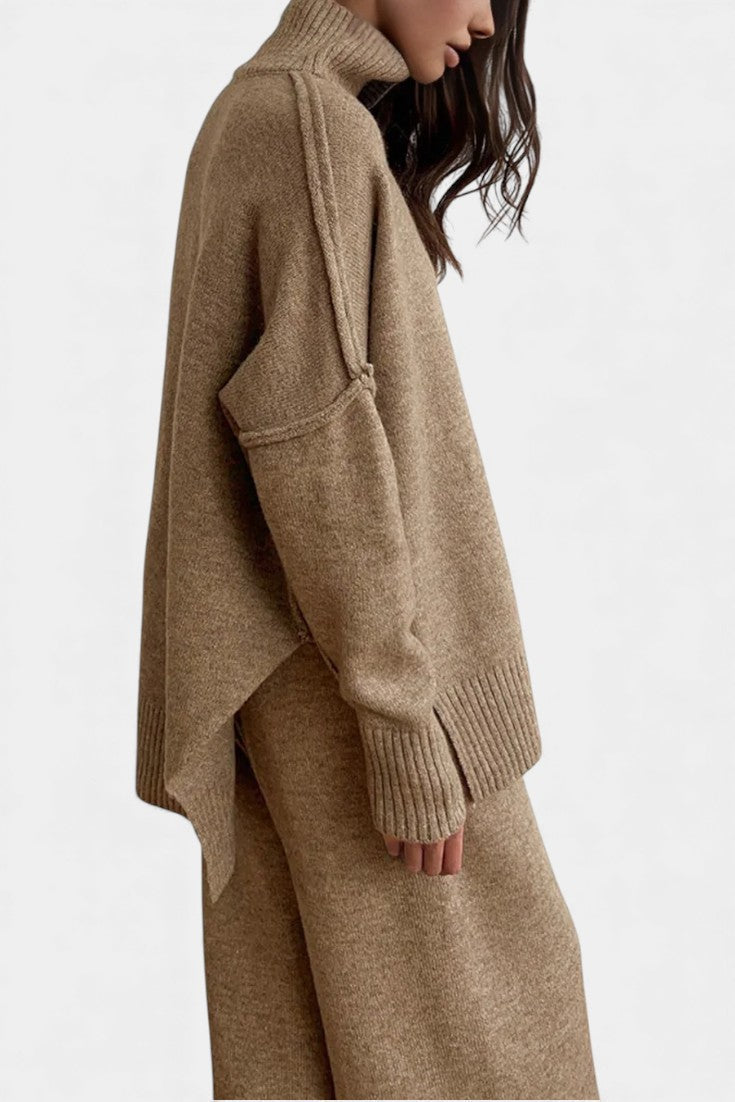 Eva Knit Set with Turtleneck and Wide-Leg Trousers