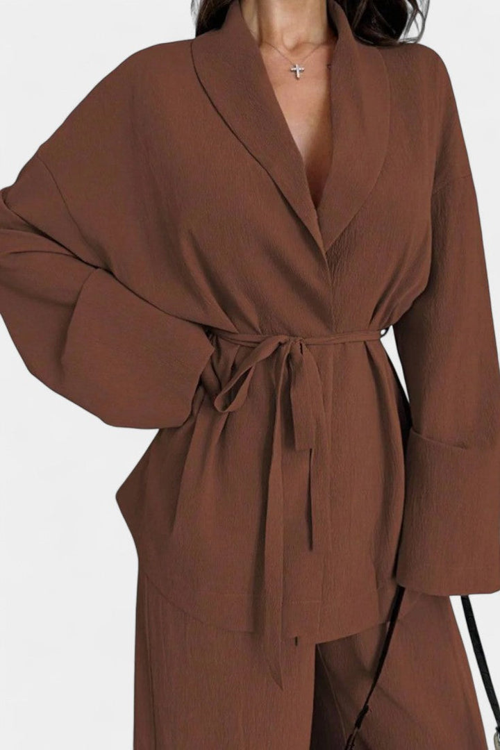 Emma V-Neck Blazer and Flared Pants Set