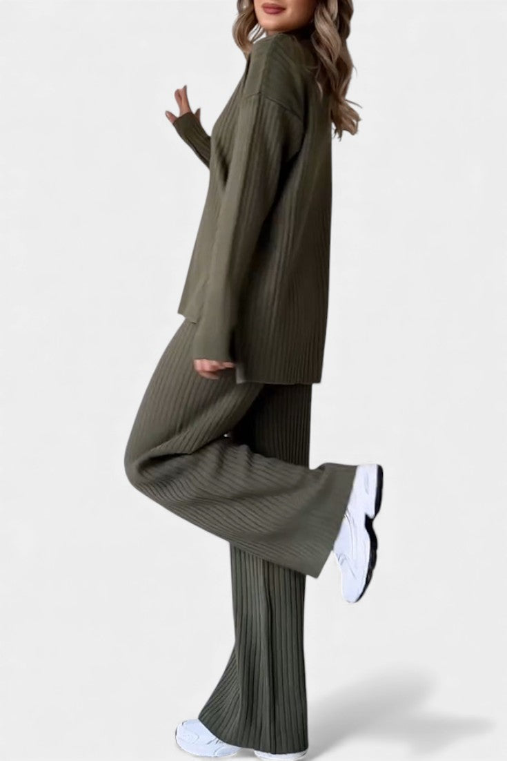 Concetta Stylish Casual Knit Set with Side Slit