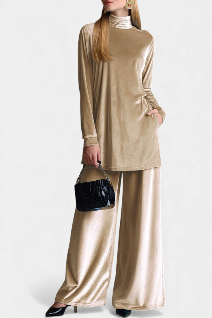 Cesarina Velvet High Neck Split Jumpsuit