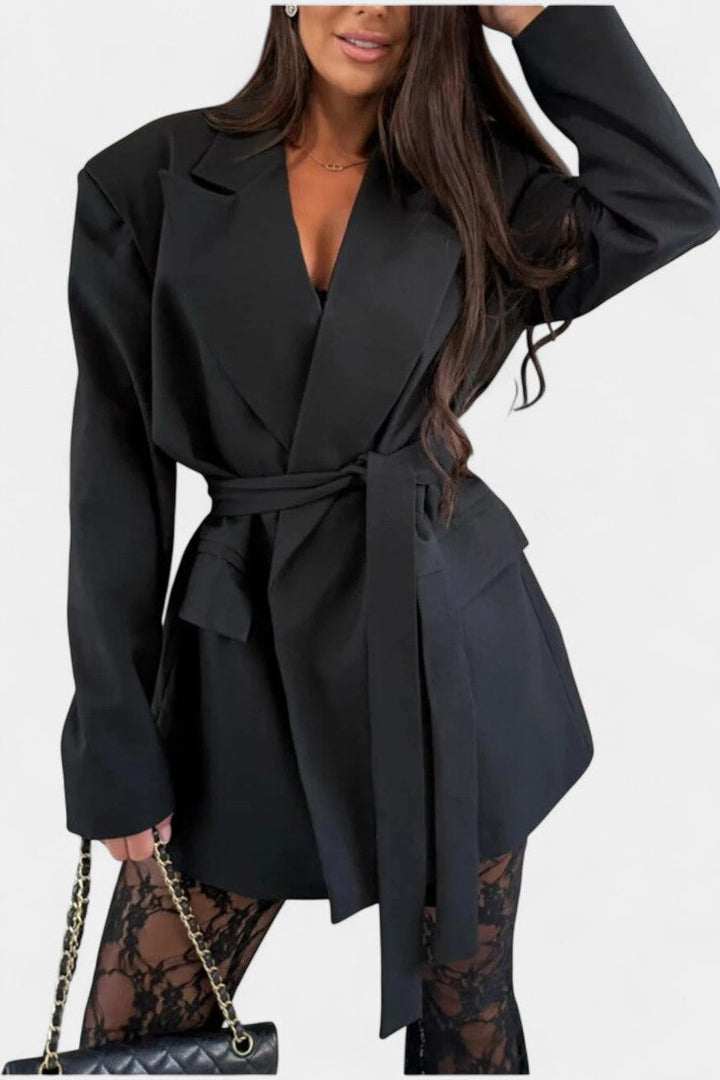 Lea Set: Belted Blazer with Floral Lace Mermaid Trousers