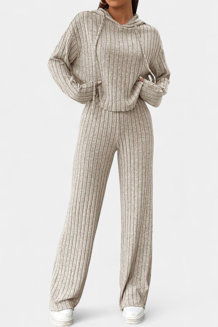 Elisa Striped Knit Hoodie and Pants Set