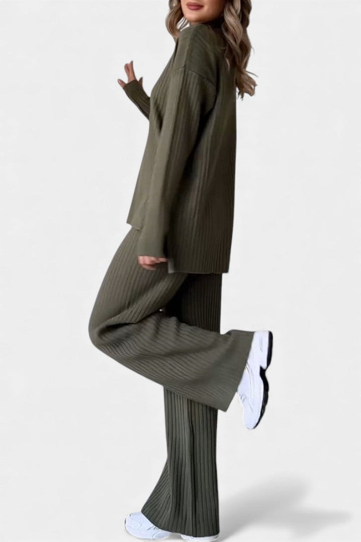 Concetta Stylish Casual Knit Set with Side Slit