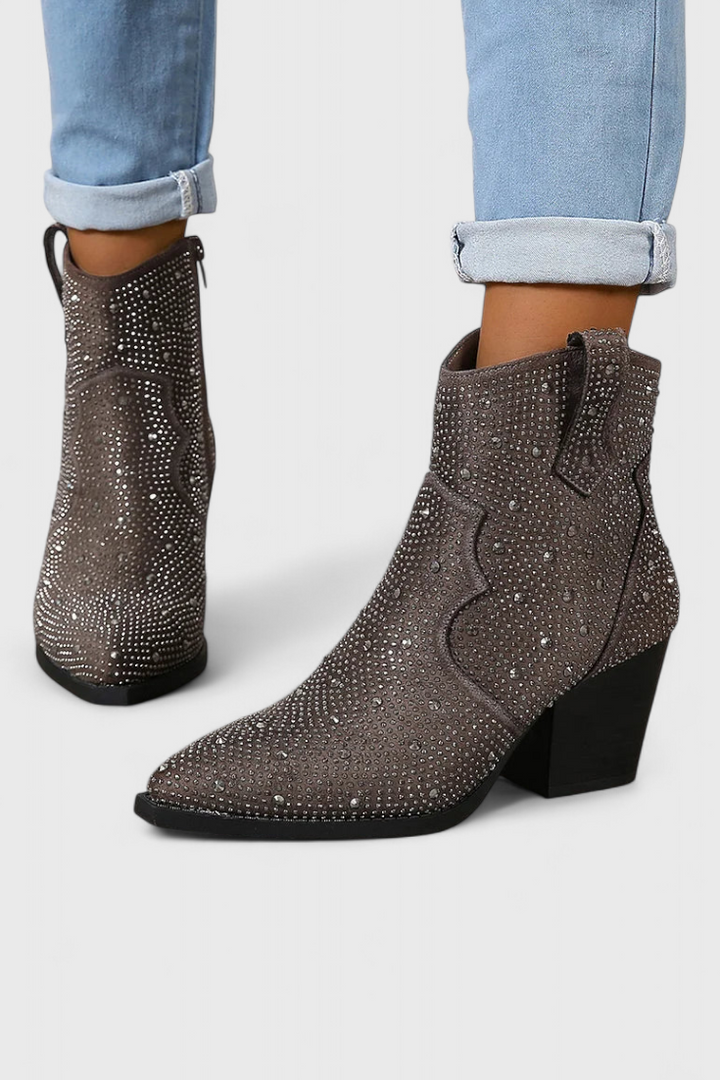Daniela Zippered Patchwork Boots with Durable Sole