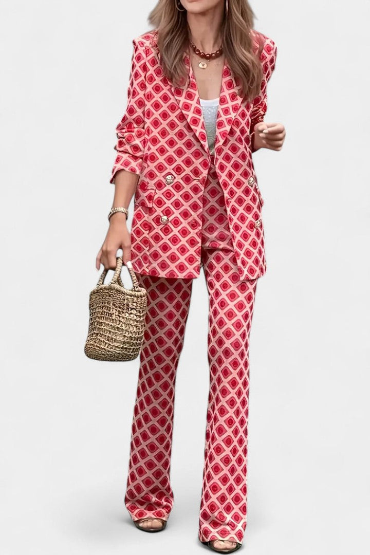 Mirella Tailored Blazer with High-Waisted Leopard Print Trousers