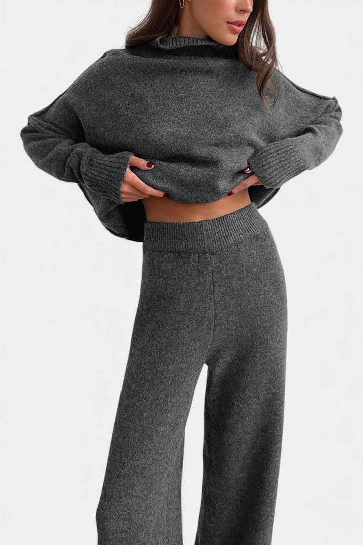 Eva Knit Set with Turtleneck and Wide-Leg Trousers