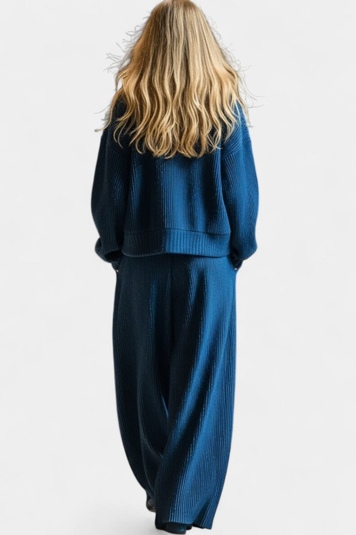 Clara Knit Cardigan & Wide-Leg Pants Ensemble