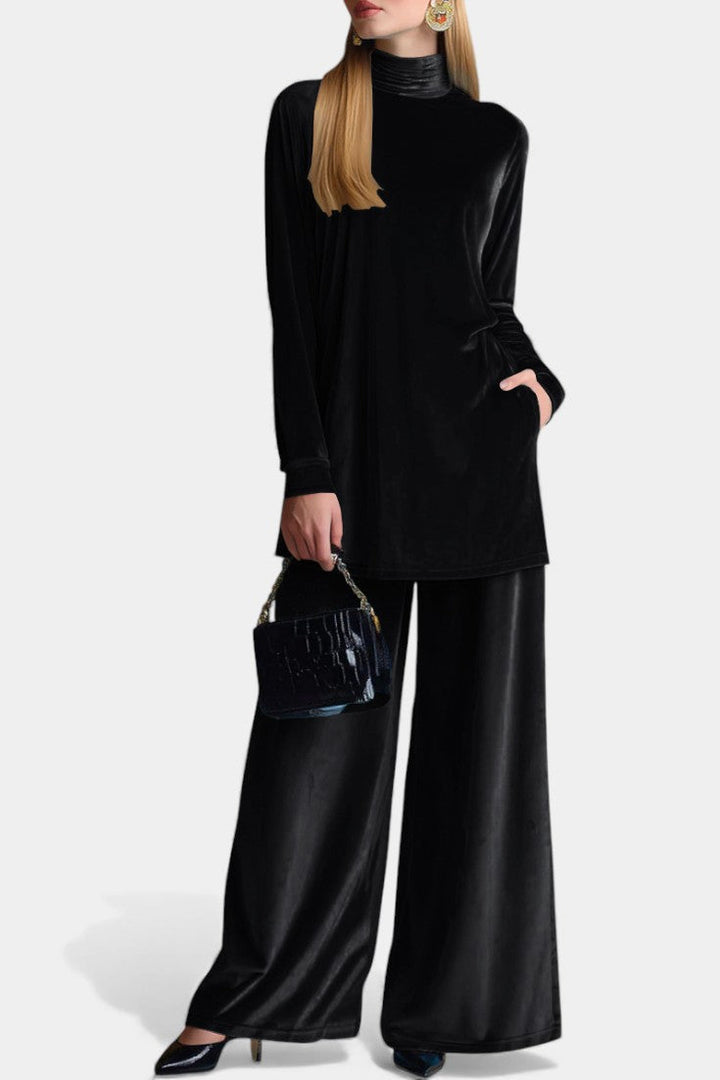 Cesarina Velvet High Neck Split Jumpsuit