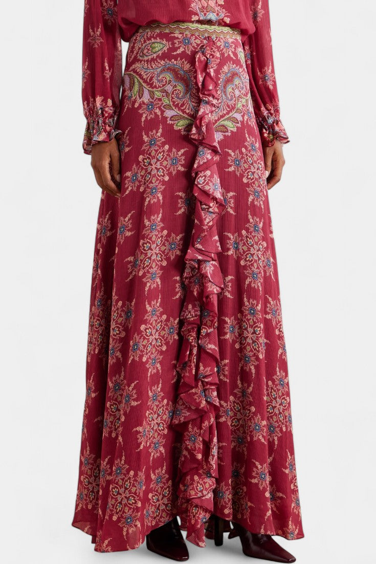 Bohemian Print Ruffled Chiffon Set by Ines