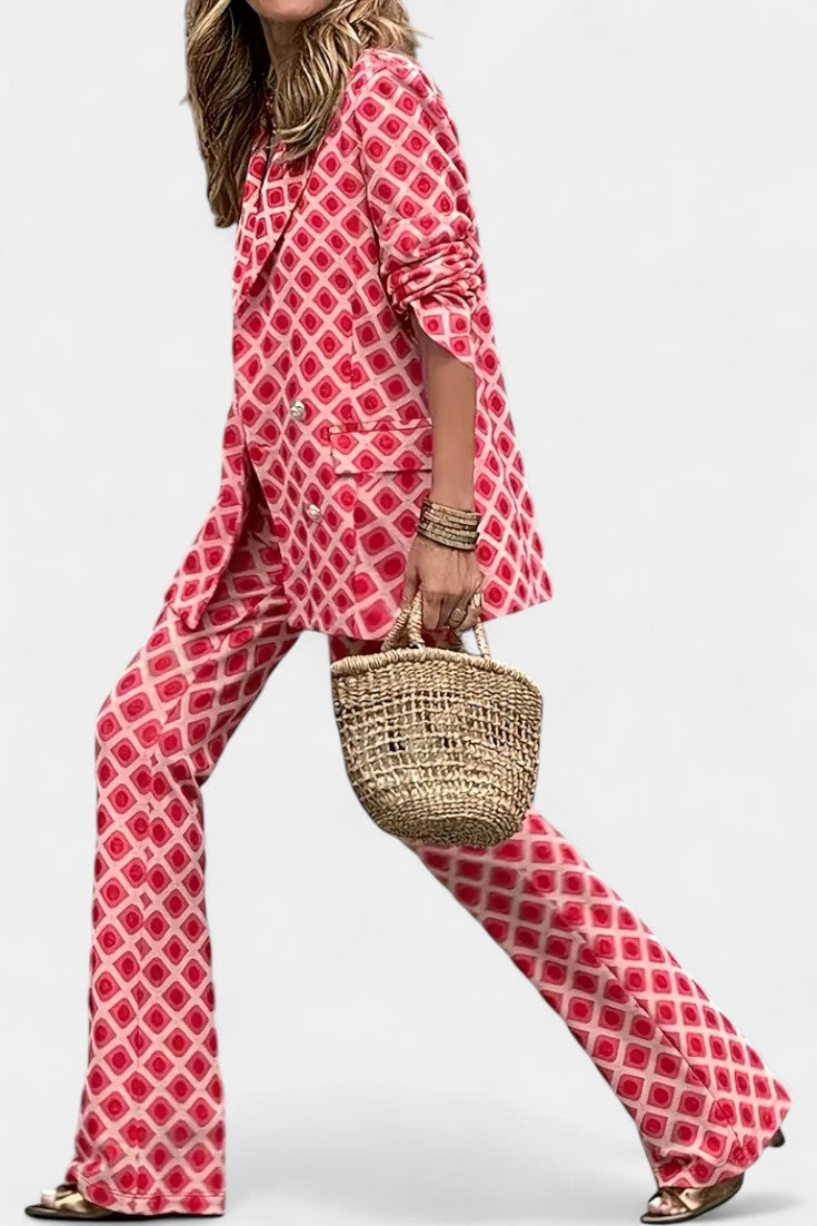 Mirella Tailored Blazer with High-Waisted Leopard Print Trousers