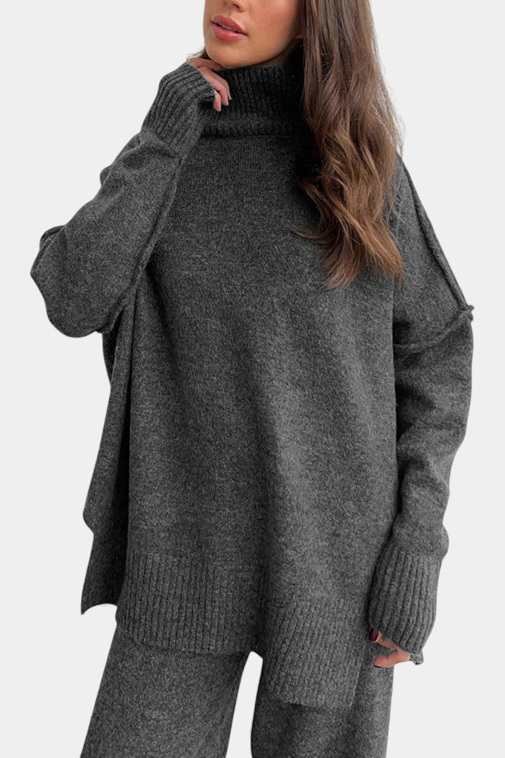 Eva Turtleneck Knit Set with Wide-Leg Pants