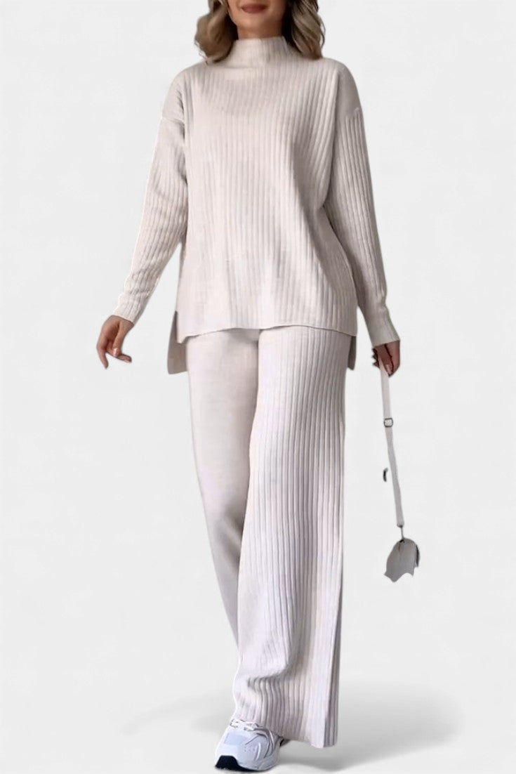 Concetta Stylish Casual Knit Set with Side Slit