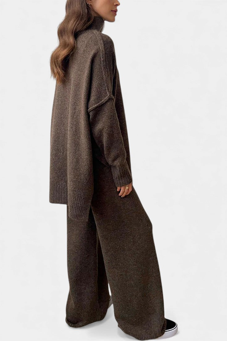 Eva Knit Set with Turtleneck and Wide-Leg Trousers