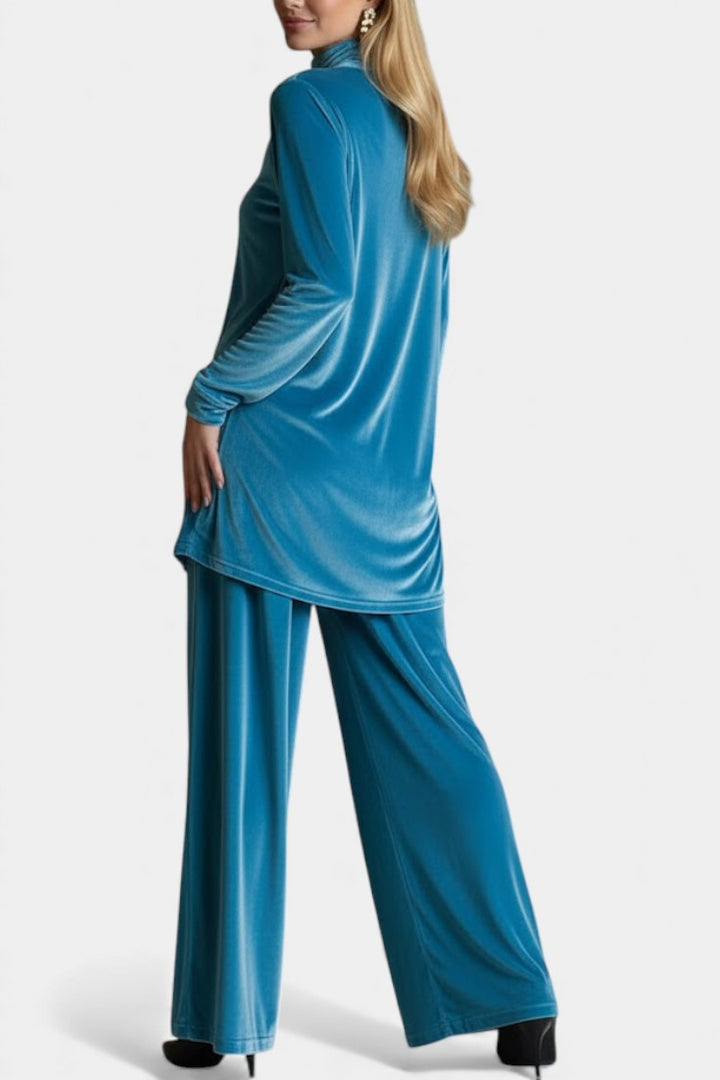 Cesarina Velvet High Neck Split Jumpsuit