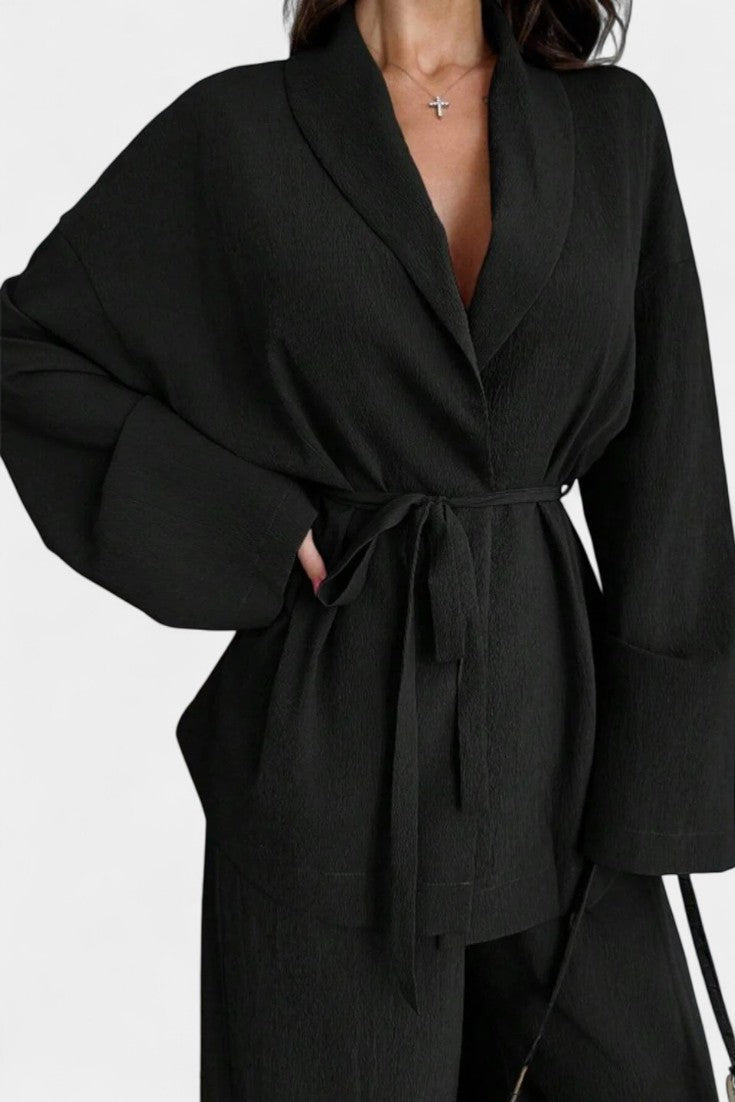 Emma V-Neck Blazer and Flared Pants Set