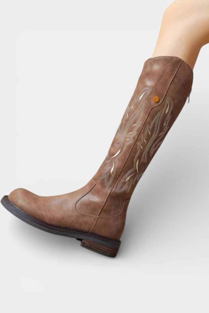 Teresa Long Embroidered Boots Featuring Back Zipper