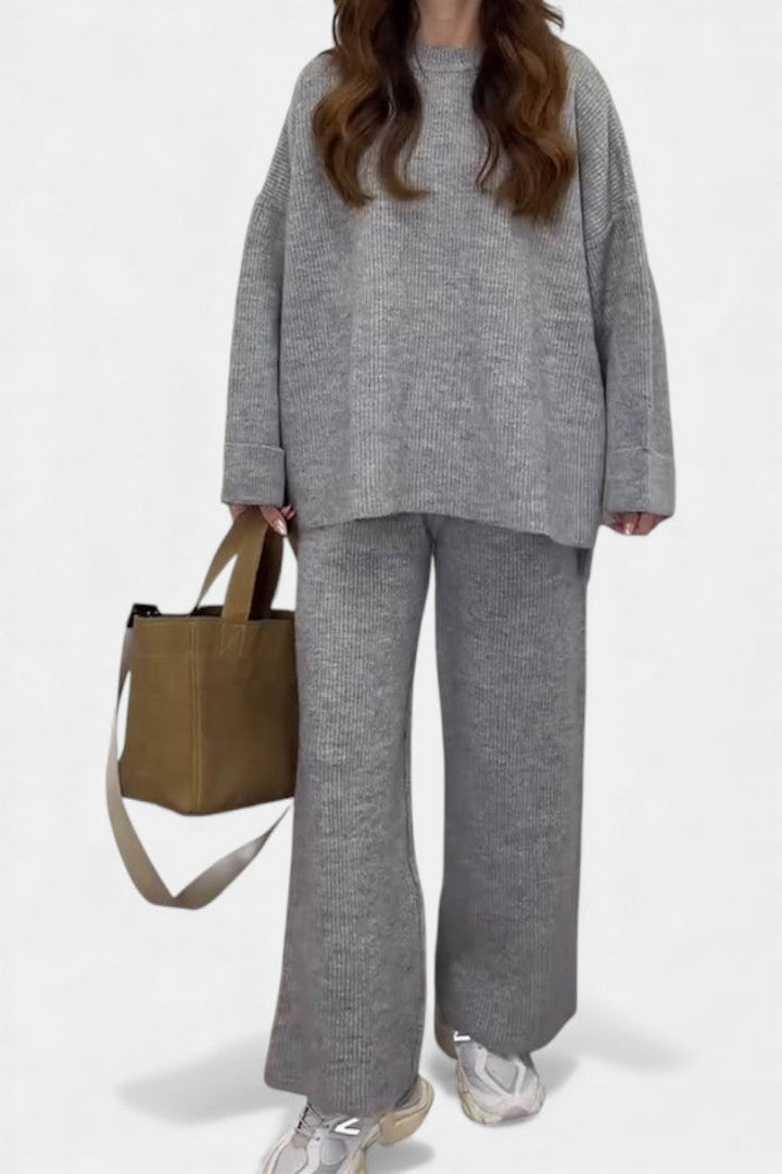 Emma Relaxed Ensemble with Round Neckline and Flowing Pants