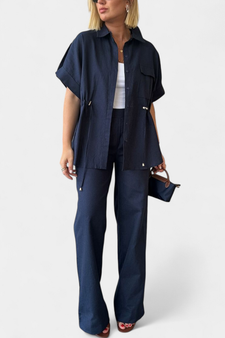 Marta Relaxed Fit Two-Piece Linen and Cotton Set