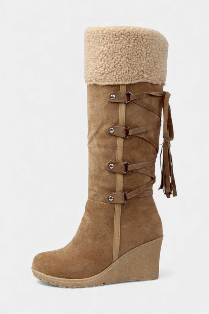 Gemma Wedge-Heeled Winter Boots with Cozy Fur Lining