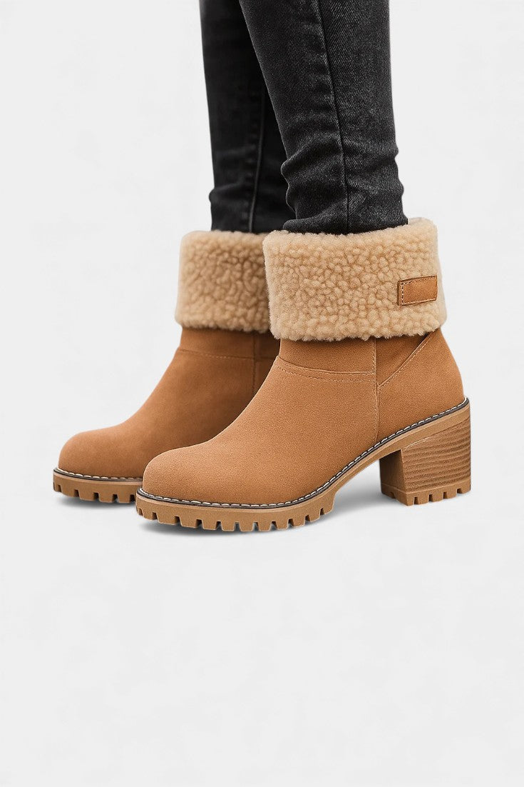 Francesca Virginia Faux Fur Block Heel Ankle Boots