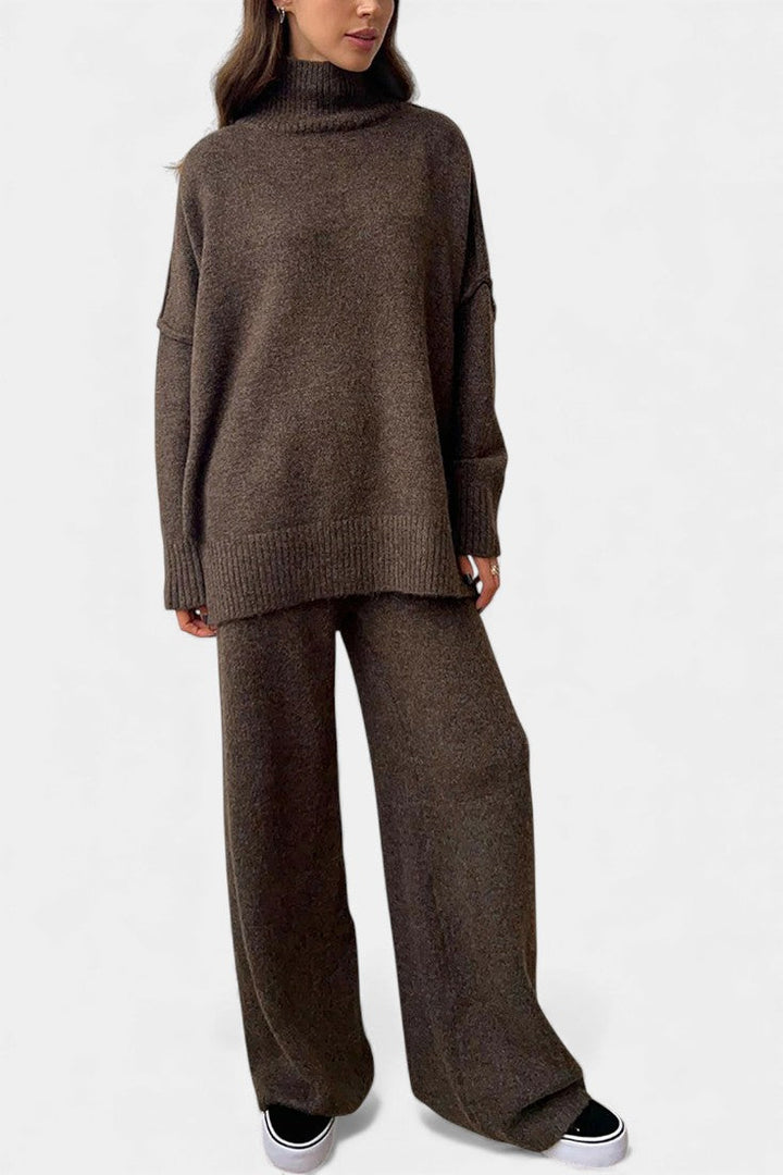 Eva Knit Set with Turtleneck and Wide-Leg Trousers