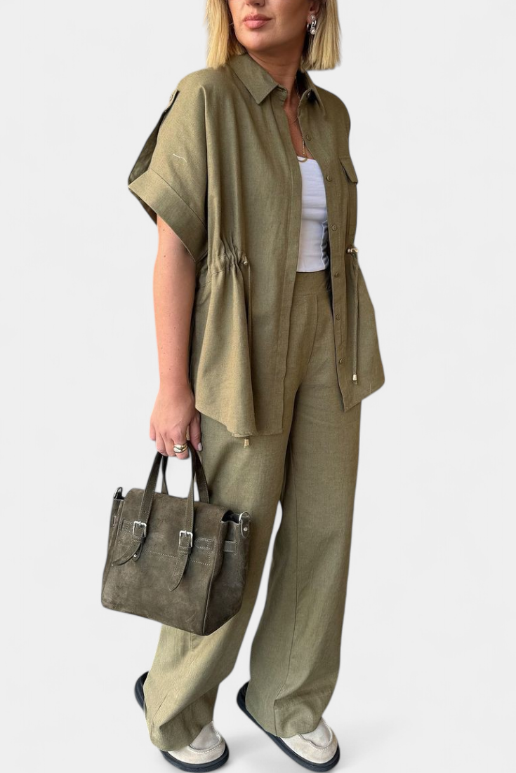 Marta Relaxed Fit Two-Piece Linen and Cotton Set
