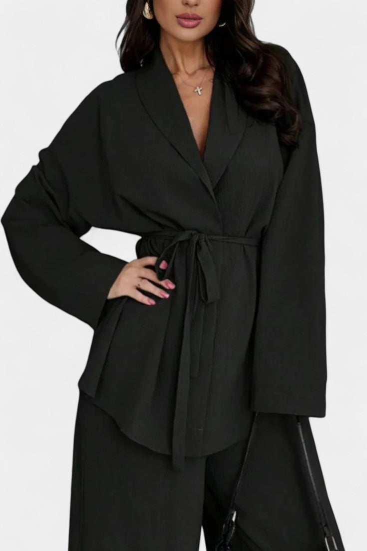 Emma V-Neck Blazer and Flared Pants Set