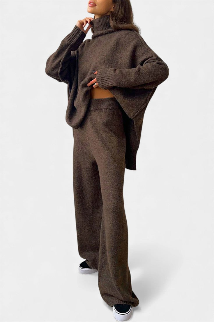 Eva Turtleneck Knit Set with Wide-Leg Pants