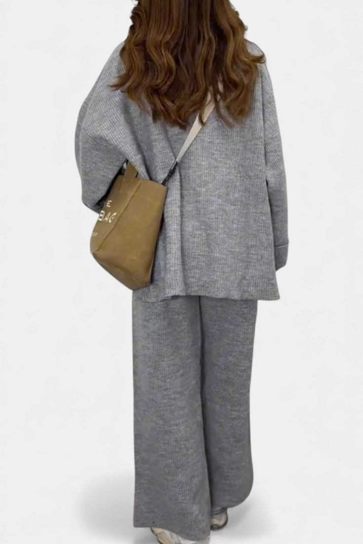 Emma Relaxed Ensemble with Round Neckline and Flowing Pants