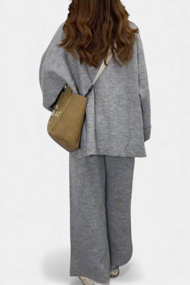Emma Relaxed Ensemble with Round Neckline and Flowing Pants