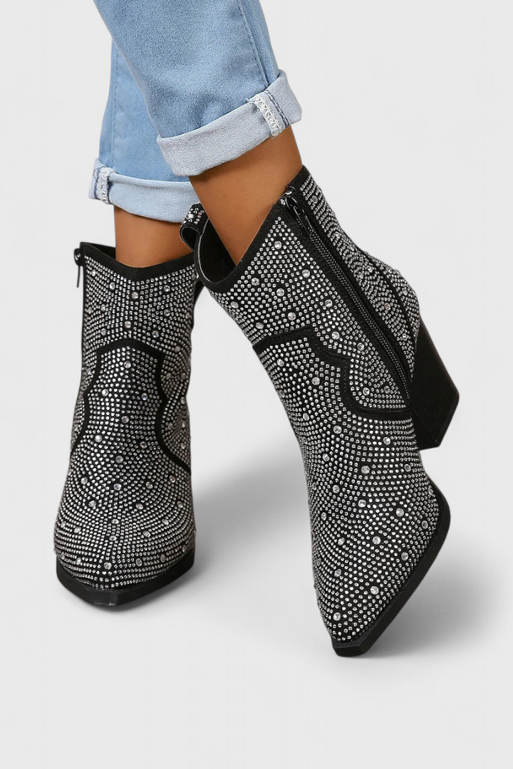 Daniela Zippered Patchwork Boots with Durable Sole