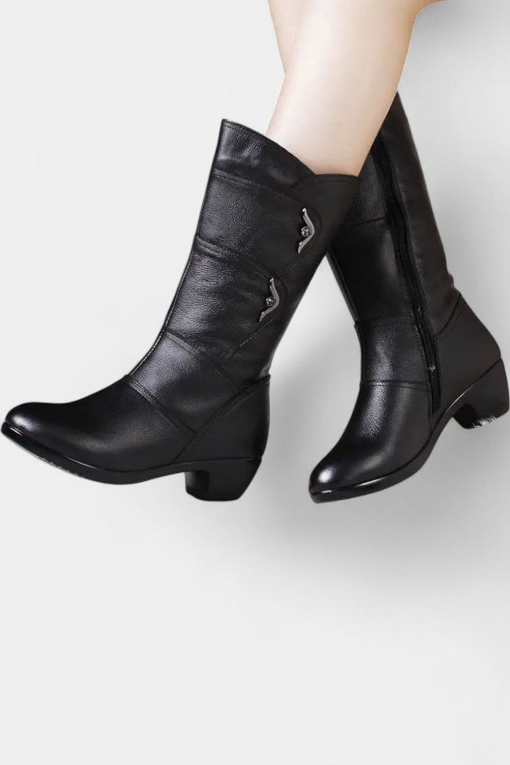 Claudia Ankle Boots Featuring Side Zipper and Cushioned Sole