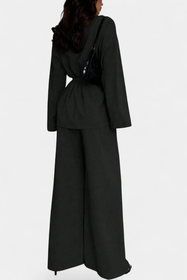 Emma V-Neck Blazer and Flared Pants Set