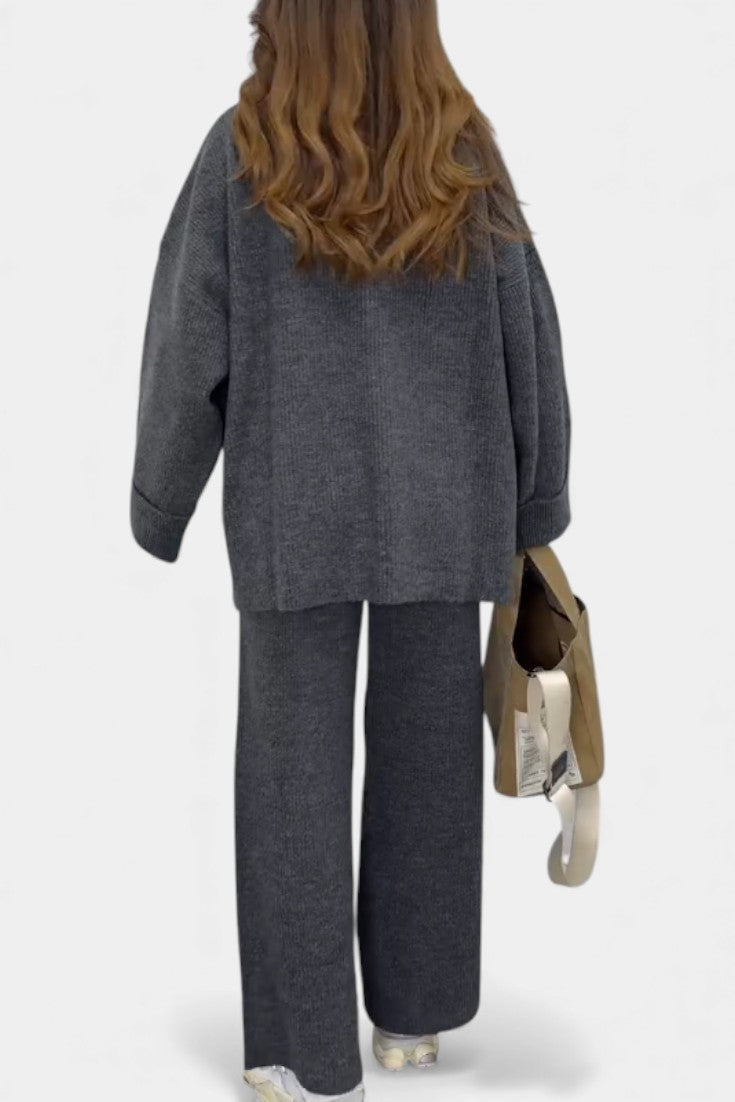Emma Relaxed Ensemble with Round Neckline and Flowing Pants