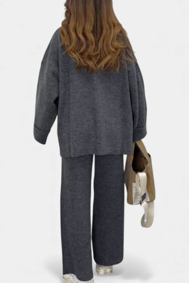 Emma Relaxed Ensemble with Round Neckline and Flowing Pants