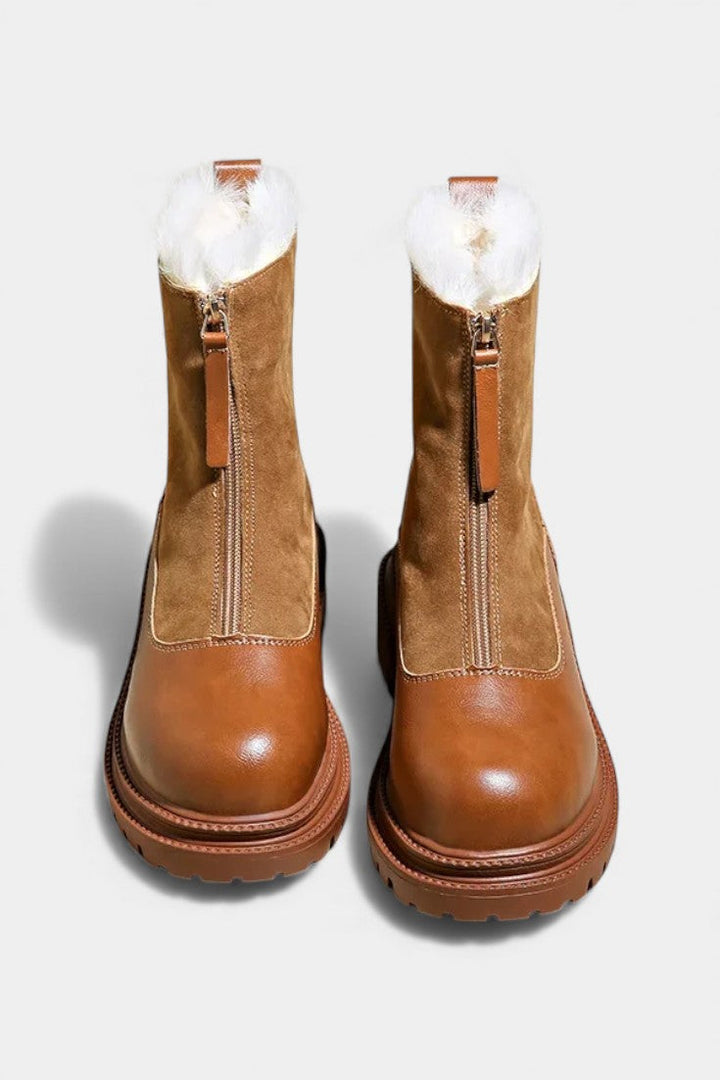Candida Cleated Sole Boots with Faux Fur Trim