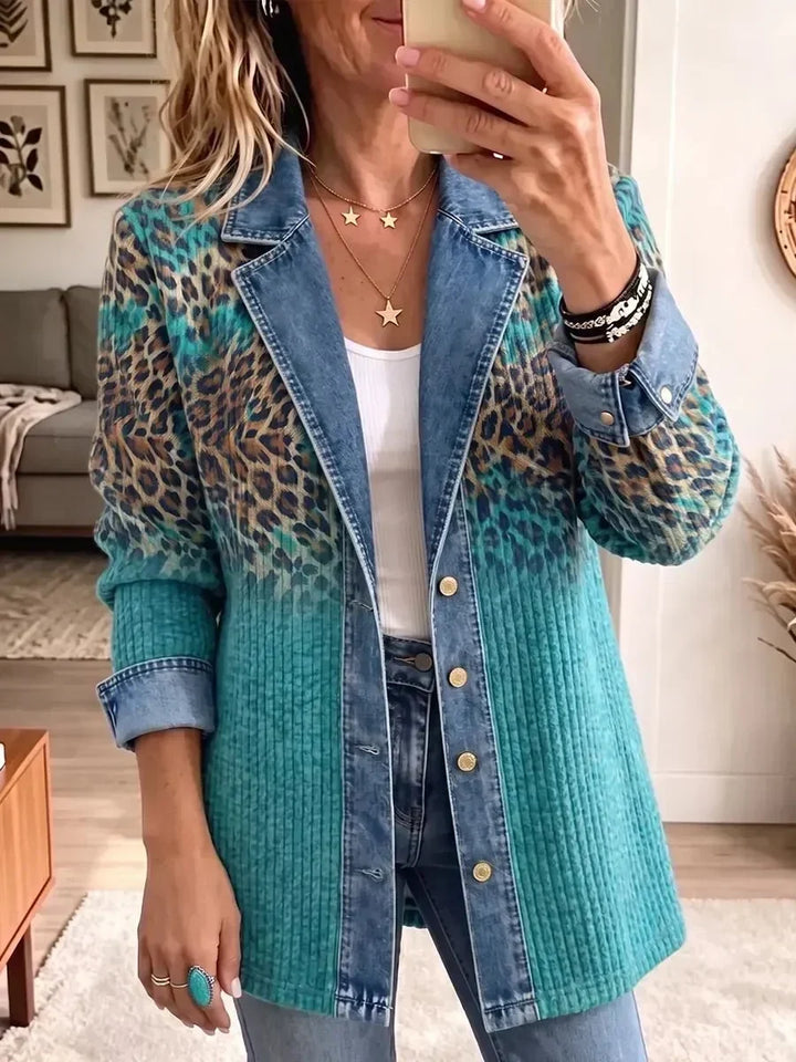 Alma | Vintage Leopard-Print Denim Jacket