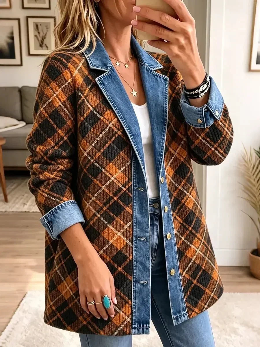 Susanna | Vintage Block-Print Denim Jacket