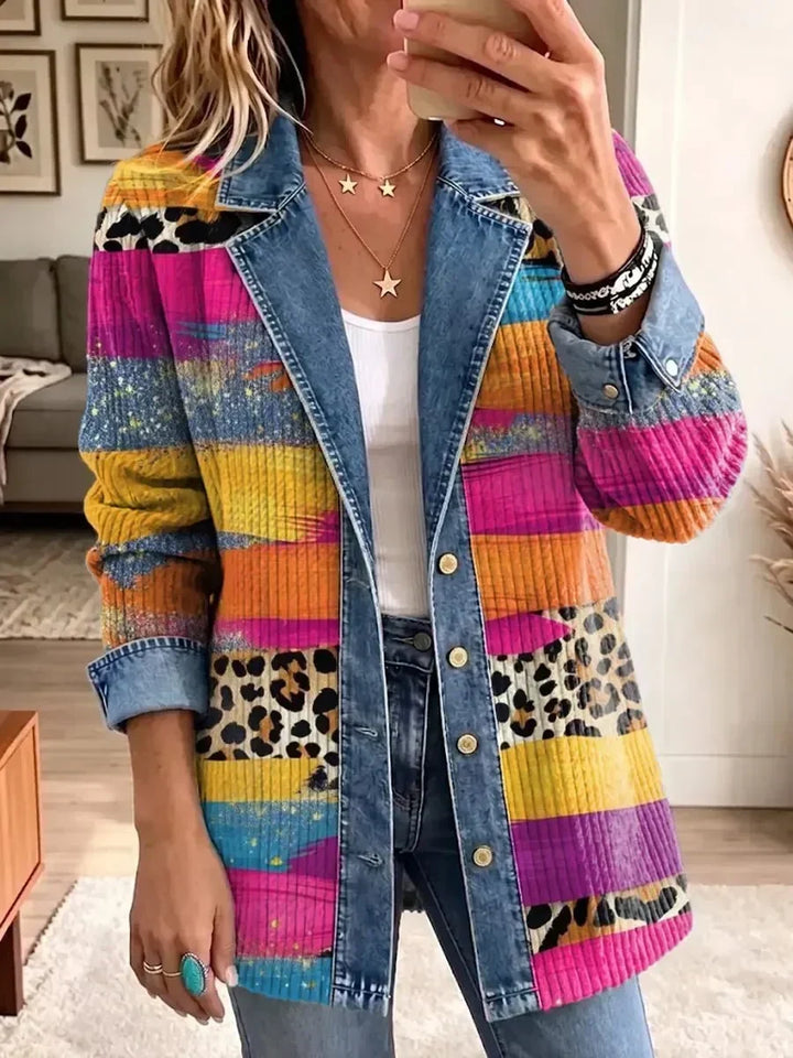 Palmira | Retro Leopard-Print Denim Jacket