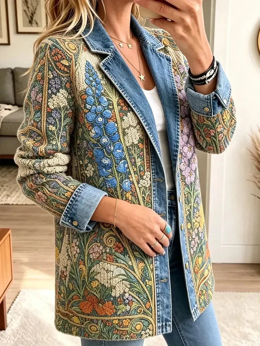 Adelina | Vintage Floral Denim Jacket