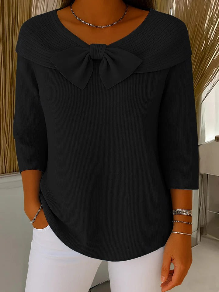 Elena | Sweater with Bow and Round Neckline