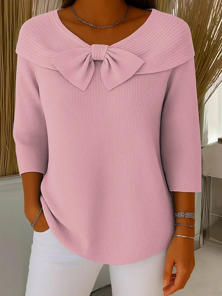 Marisa | Ribbed Sweater with Bow Detail