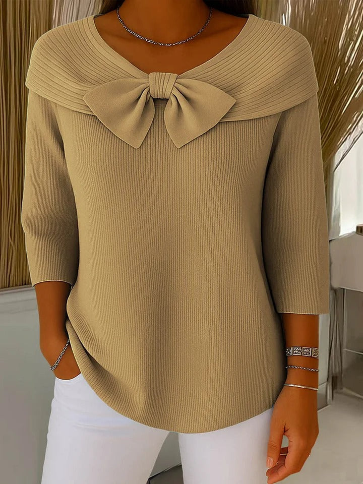 Marisa | Ribbed Sweater with Bow Detail