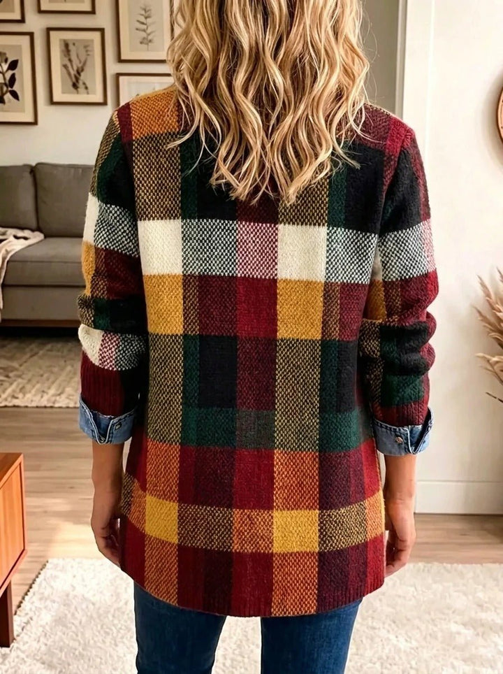 Alessia | Plaid Color-Block Denim Jacket