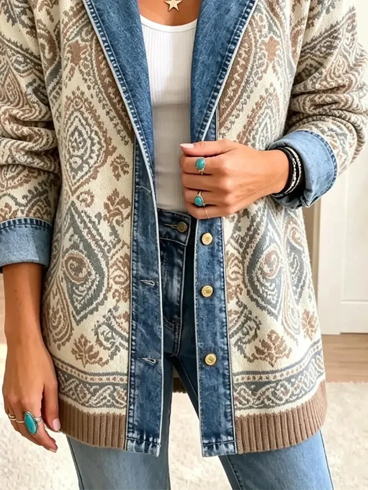 Adriana | Retro Boho Patchwork Denim Jacket