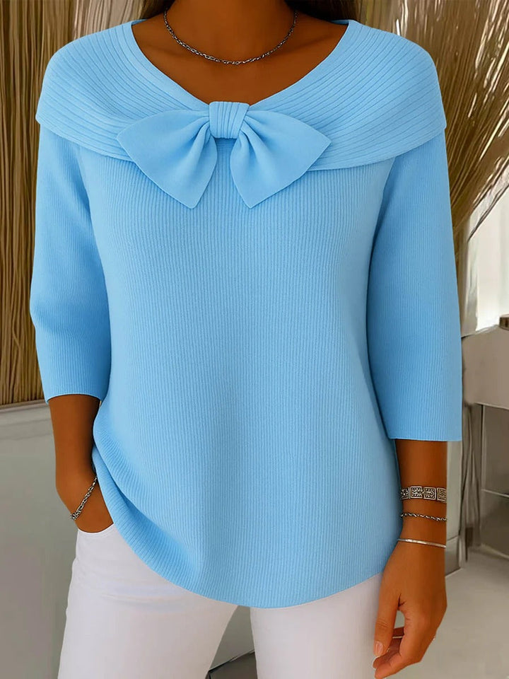 Marisa | Ribbed Sweater with Bow Detail